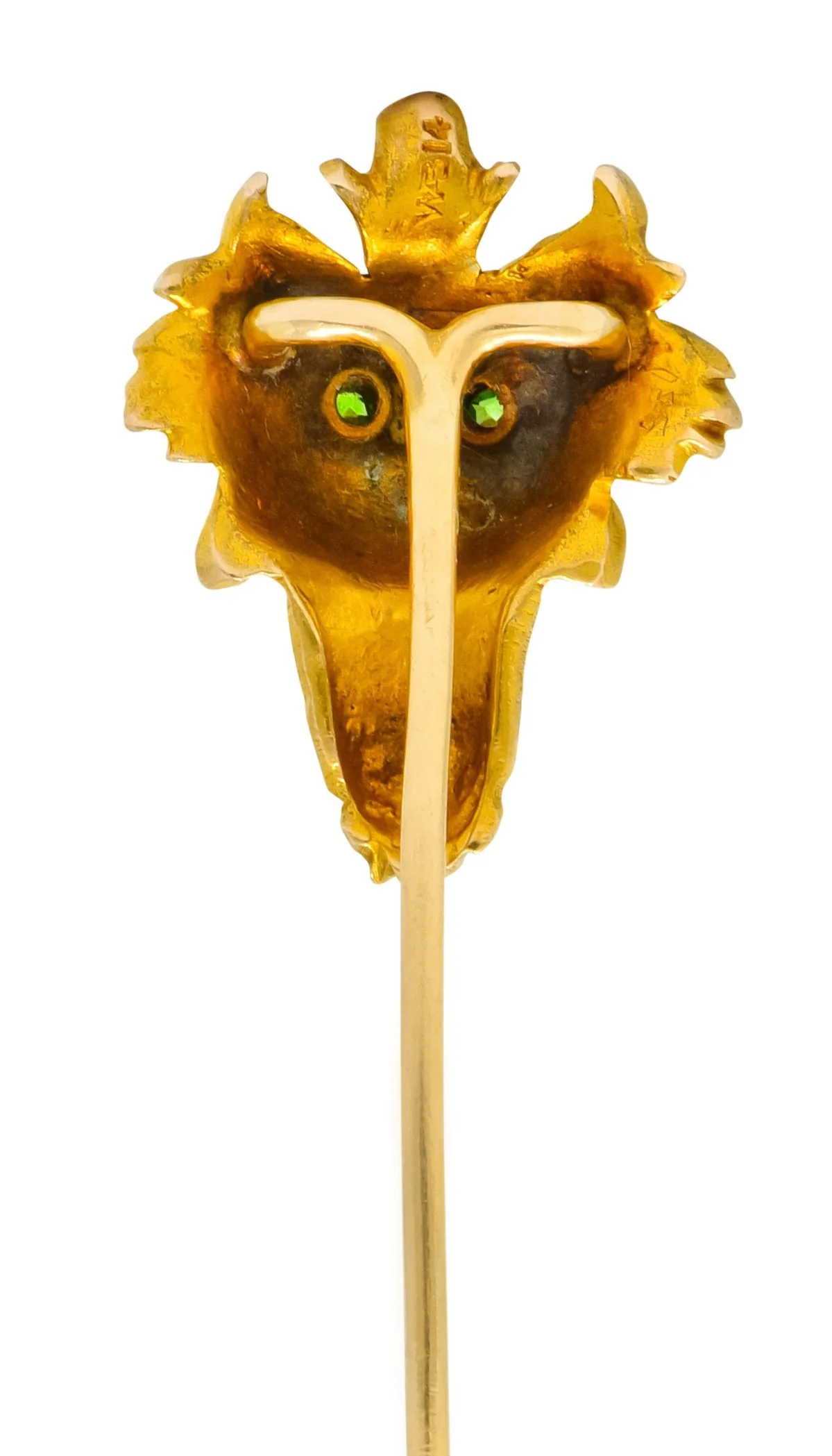 Wordley Alsopp & Bliss Diamond Demantoid Garnet 14 Karat Gold Tiger Stickpin - Image 4