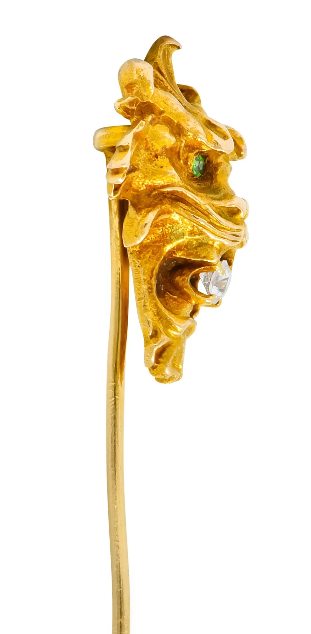 Wordley Alsopp & Bliss Diamond Demantoid Garnet 14 Karat Gold Tiger Stickpin - Image 5