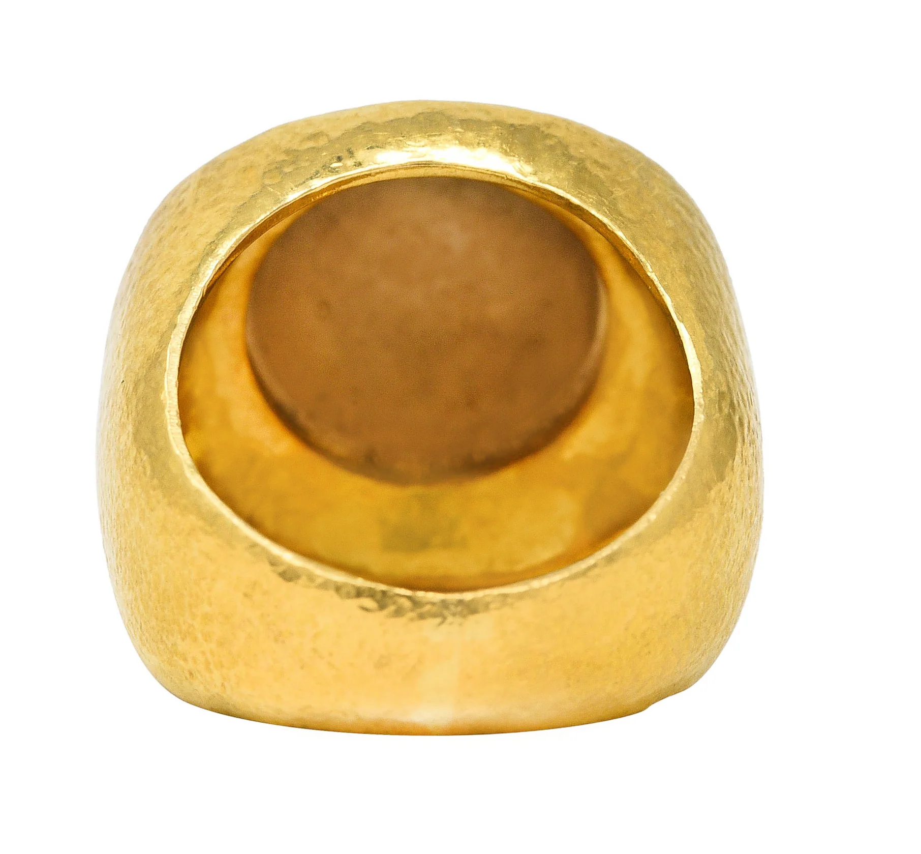 Zolatas 1980's Platinum 22 Karat Yellow Gold Hammered Dome Vintage Ring - Image 5